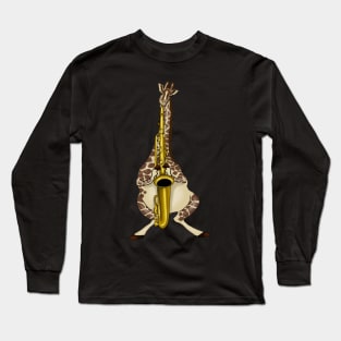 Giraffe Playing Saxophone Jazz Lovers Gift Long Sleeve T-Shirt